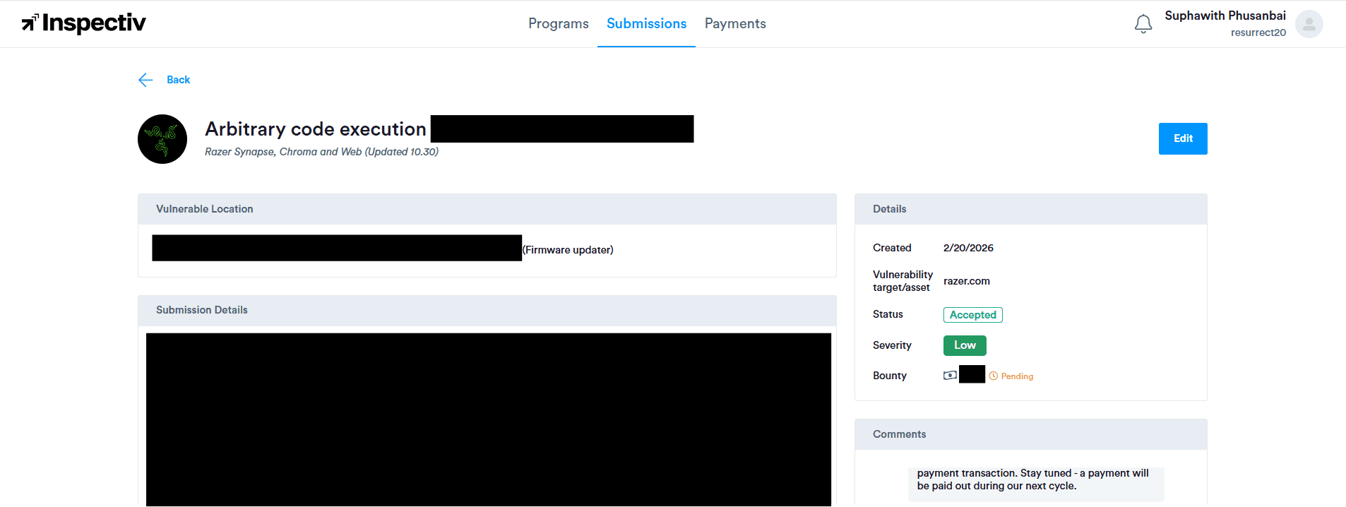 Razer security report proof